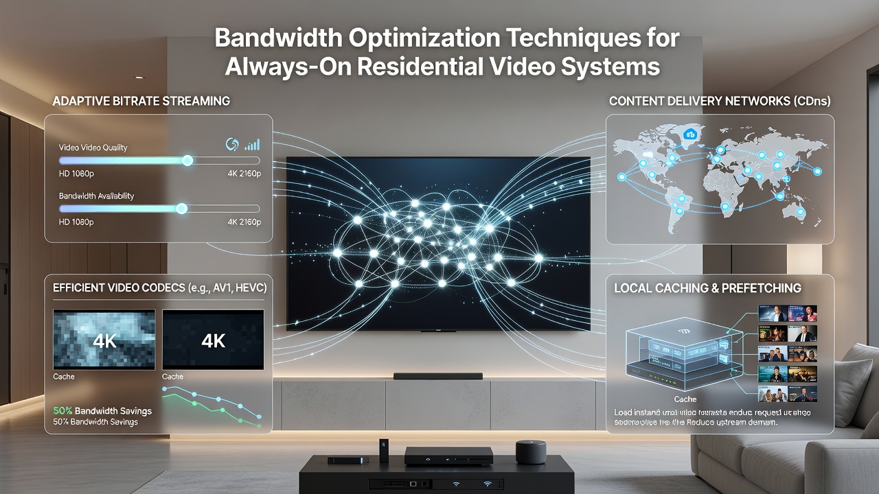 Close-up of video encoding hardware and network router managing multiple residential camera feeds